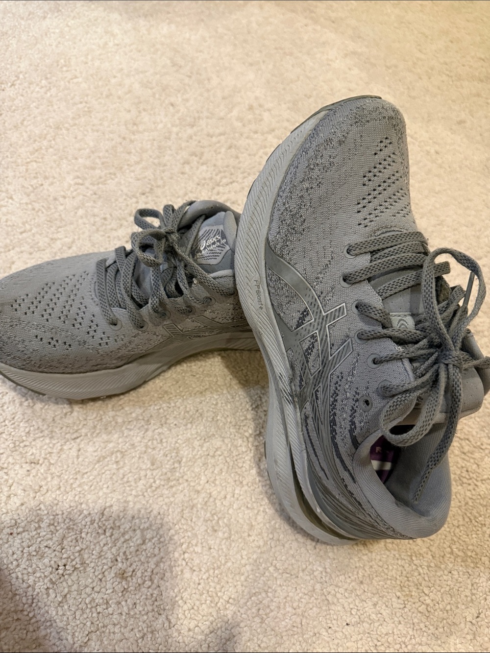 ASICS Women's Grey Knit Running Sneakers with Inserts